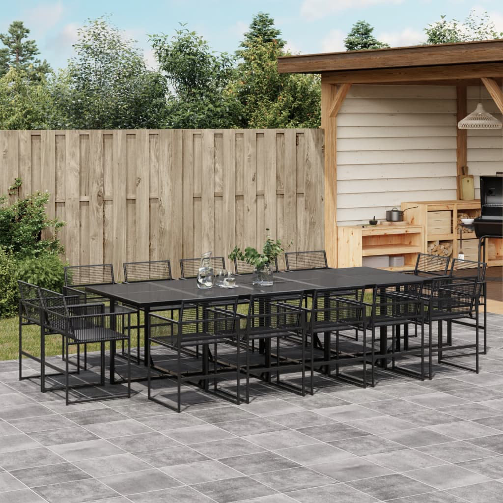 DEvidaxl Rectangular 15 - Piece 14 - Person 275Cm L Outdoor Table Set Black 14
